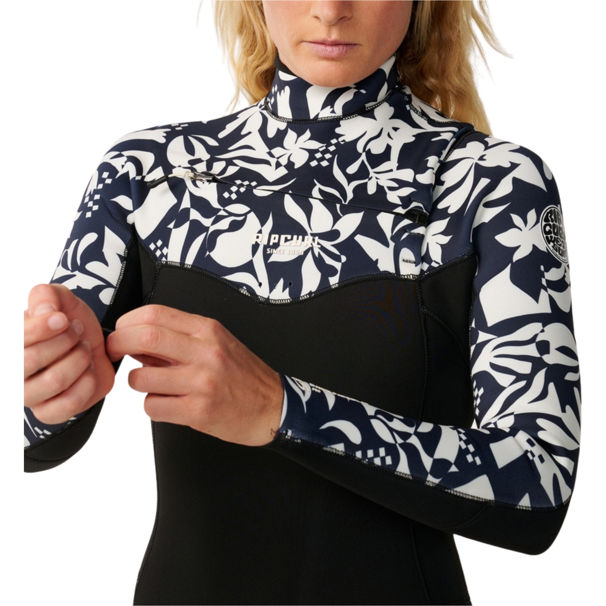 2026 Rip Curl Womens Dawn Patrol Pro 4/3mm Chest Zip Wetsuit 16VWFS - Black / White